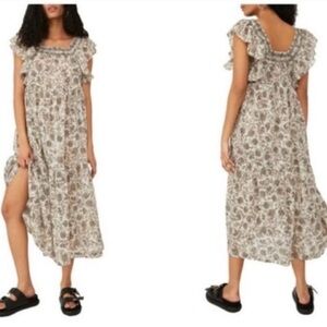 Free People Bonita Floral Flutter Sleeve Dress